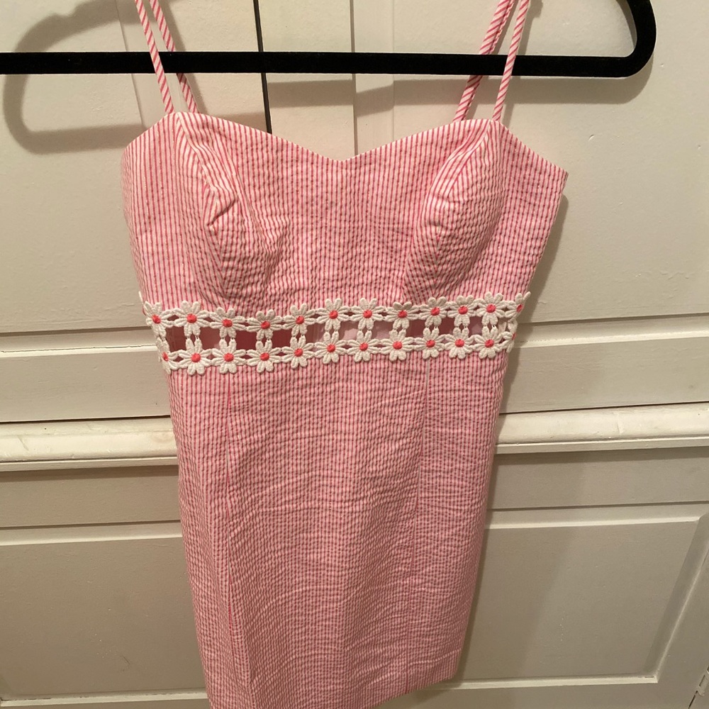 Lilly Pulitzer pink and white strip dress